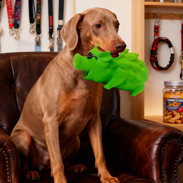 Durable Wild Boar Interactive Chew Toy for Aggressive Large Breed Dogs with Squeaky Teething and Long Lasting Cleaning Features