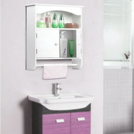 UBesGoo White Wood Bathroom Wall Mount Cabinet Toilet Medicine Storage Organizer