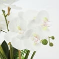 thumbnail image 3 of Artificial Flowers 15" White Orchid Flower Phalaenopsis Orchid in Silver Boat Shaped Vase Realistic Touch Faux Orchid Plant, 3 of 5