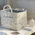 thumbnail image 3 of Yucurem Boho Fabric Storage Basket with Handles, Large Capacity Foldable Floral Organizer for Clothes and Sundries, Quilted Puffer Tote Bag for Home, Picnic, Shopping, Travel, 3 of 7