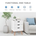 thumbnail image 4 of White Nightstand End Table with 3 Drawers Accent Wood Furniture, 4 of 9