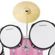 Gammon Percussion 5pc Junior Drum Set - Beginner Kit with Stool & Stands - Pink