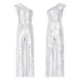 thumbnail image 6 of MSemis Girl's One Shoulder Sleeveless High Waist Knit Casual Long Jumpsuit Straight Pants Silver 6, 6 of 6