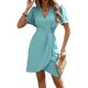 thumbnail image 2 of Vestido Informal de Verano para Mujer, de Corta y Cuello en V, para Vacaciones, Estilo Midi Cruzado con Efecto Piel de Serpiente. Cian M, 2 of 9
