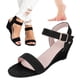 thumbnail image 5 of Sandalias Vestir Zapatos Casuales Cuña Correa Tobillo Punta Abierta para Mujer, 5 of 9