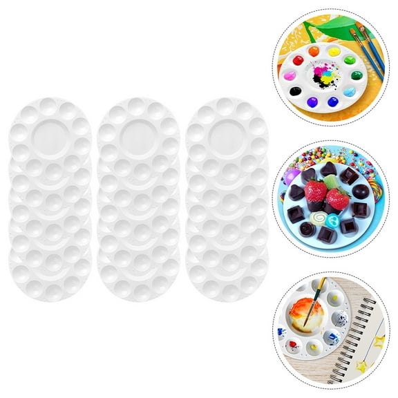 MLINS  15 Pcs Palette Color Mixing Pallet Painting Tray Number Child Student White