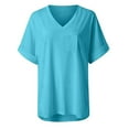 thumbnail image 5 of YYDGH Womens Summer Tie Dye Gradient Short Sleeve T Shirts Ombre V Neck Tops Loose Fit Blue L, 5 of 6