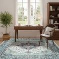 thumbnail image 2 of KoshiMe Washable Area Rug 6'x9', Non-Slip Soft Vintage Distress Floral Rugs for Living Room, Stain Resistant Low Pile Medallion Carpet for Dining Room Office, Navy Blue White Teal Colorful, 2 of 9