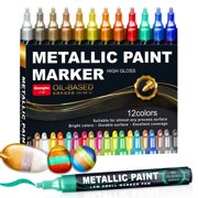 Matellic 12 Colors Nail Art Markers, Metal Highlighter Waterproof,Car Modeling Drawing Painting Liner DIY