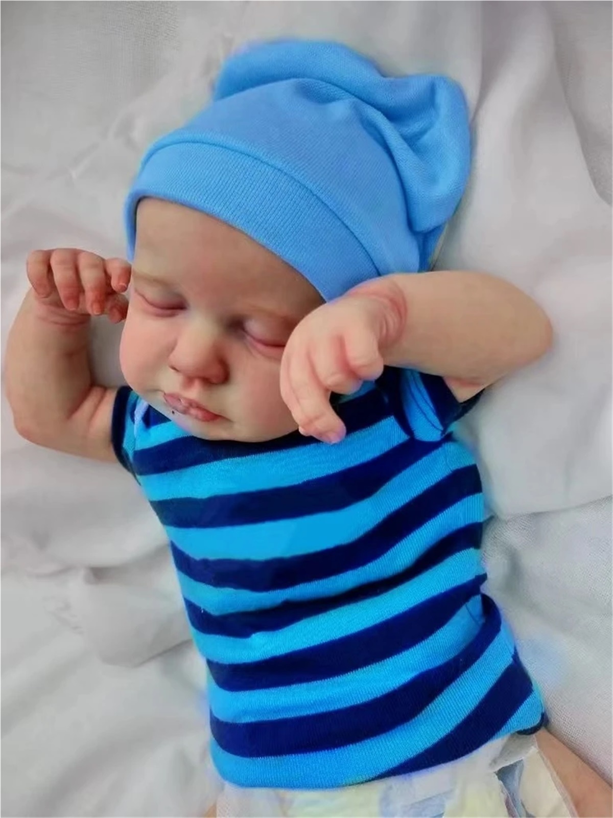 19inch Reborn Baby Doll Loulou Newborn Baby Size Handmade 3D Skin Painted Hair Visible Veins Chrismtas Gift
