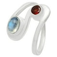 thumbnail image 6 of Rainbow Moonstone - India & Garnet 925 Sterling Silver Ring s.8 Jewelry DGR1123_E_8 R-1039, 6 of 7