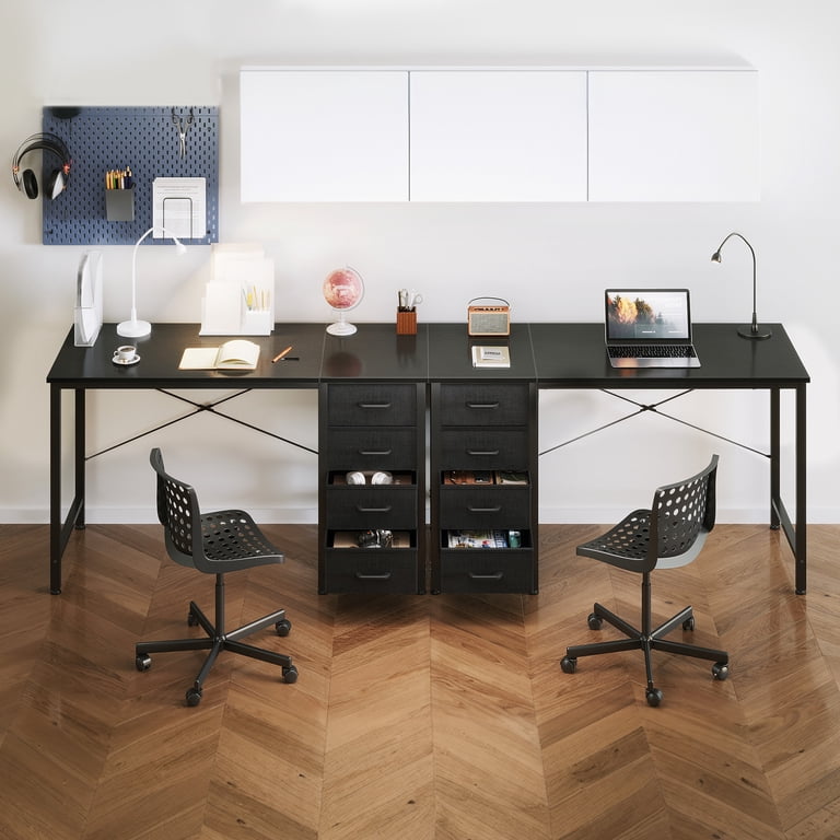 Casacomoda Computer Desk with 4 Storage Drawers, Black photo 4