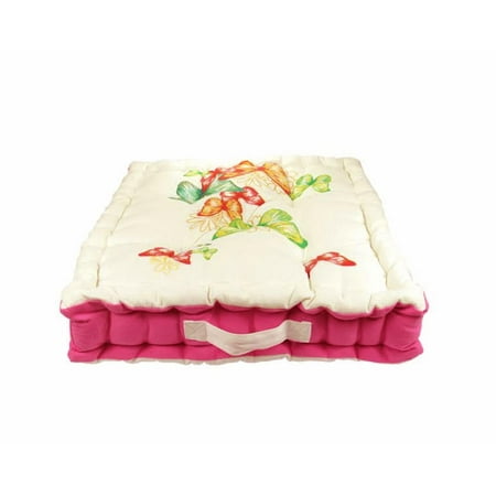 15" L'Eau de Fleur Pink Butterfly Freedom Indoor Tufted Chair Cushion