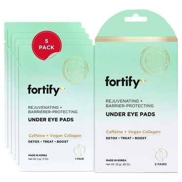 Fortify Skincare De-Puffing Under Eye Pads - Rejuvenating   Protecting - For All Skin Types - 5 Pack