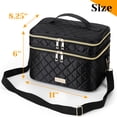 thumbnail image 5 of Kojooin Makeup Bag Large Makeup Case for Women, Fashion Organizer for Brushes Double Layer with Strap Cosmetic Bags for Daily Use & Travel, Black, 5 of 7