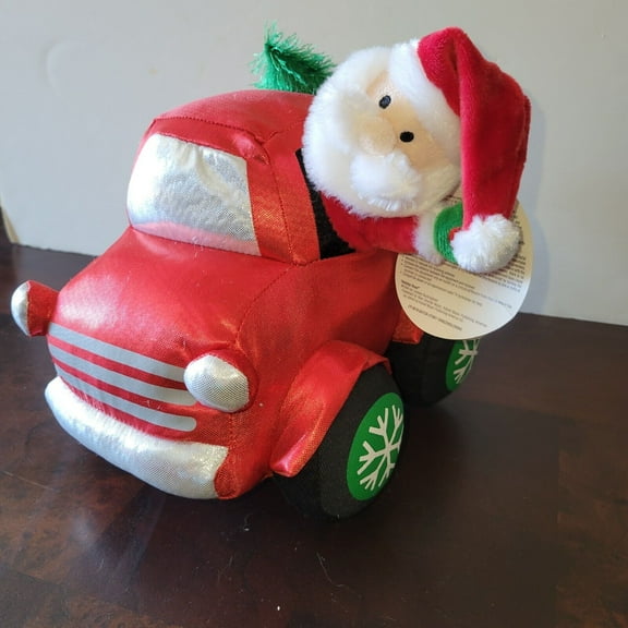 Christmas Animated Wobbler Santa and Truck With Christmas Tree Truck Rolls "Holiday Road"