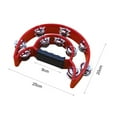 thumbnail image 2 of Double Row Handheld Tambourine Metal Jingles Hand Held Musical Percussion Drum Half Moon Hand Bell, 2 of 7