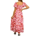 thumbnail image 3 of INSPIRE CHIC Women's Floral Dresses Square Neck High Waist Smocked Back Tiered Maxi Dress S Pink, 3 of 6