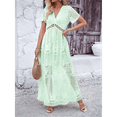 thumbnail image 5 of Women'S V Neck Short Sleeve Floral Lace Wedding Dress Bridesmaid Cocktail Party Maxi Dress Green XL, 5 of 7