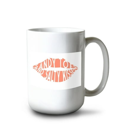 

15 fl oz Ceramic Mug Sandy Toes and Salty Kisses Simply Said Orange Contour Dishwasher & Microwave Safe