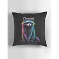 thumbnail image 5 of Ryan; Cute Neon Raccoon on Black Background Throw Pillow Cover 45x45cm, Vibrant Animal Decorative Cushion Case for Modern and Fun Home Styling, 5 of 7