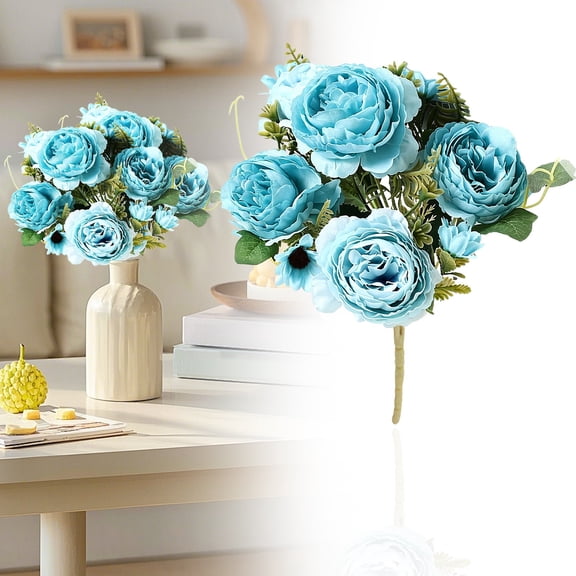 1Pc Clearance Under $3 Artificial Ranunculus Silk Flower For Vase, Abs Elegant Blue