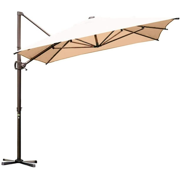 Abba Patio 12 5 X 8ft Offset Patio Umbrella Rectangular Cantilever Outdoor Hanging Umbrella With Crank Easy Tilt Cross Base For Garden Deck Backyard Pool Beige Walmart Com Walmart Com