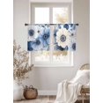 thumbnail image 4 of White Blue Floral Semi Sheer Curtains 45 Inch Length 2 Panels Set, Elegant Leaves Spring Flowers Sheer Kitchen Curtain Privacy Voile Window Curtain for Living Room Bedroom Rod Pocket Drapes, 4 of 7