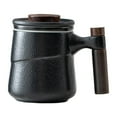 thumbnail image 2 of Taza de cerámica Sunnimix con tapa y Colador para té suelto color negro, 2 of 8