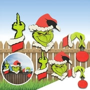 Christmas Fence Grinch Funny Fence Christmas Tree Decoration