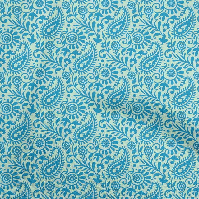 oneOone Viscose Chiffon Light Grayish Blue Fabric Paisleys Craft Projects Decor Fabric Printed By The Yard 42 Inch Wide-PC