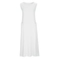 thumbnail image 4 of Wycnly Summer Dresses for Women Casual Solid Cotton Linen Plus Size Loose Pocket Tank Dresses 2025 Sleeveless Crewneck Plain Long Formal Dress White l, 4 of 6
