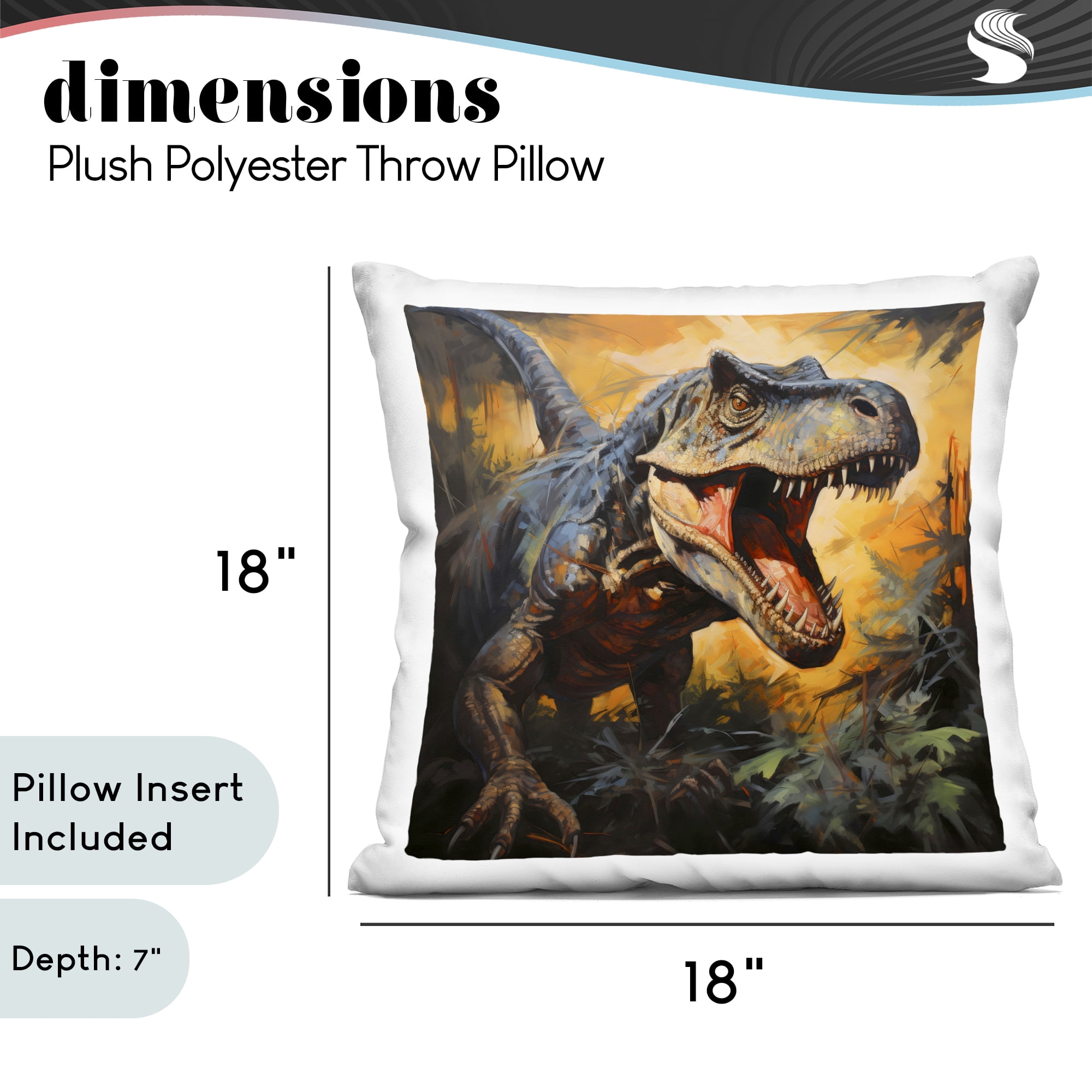 Stupell Industries Angry Dinosaur Roaring Decorative Printed Throw Pillow, design by Creative Studio