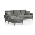 thumbnail image 3 of Furniture of America Jarnn Contemporary Chenille L-Shaped Sectional in Gray, 3 of 7