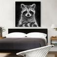 thumbnail image 2 of ARTCANVAS Raccoon Racoon Animal Black White Canvas Art Print - Size: 36" x 36" (0.75" Deep), 2 of 9