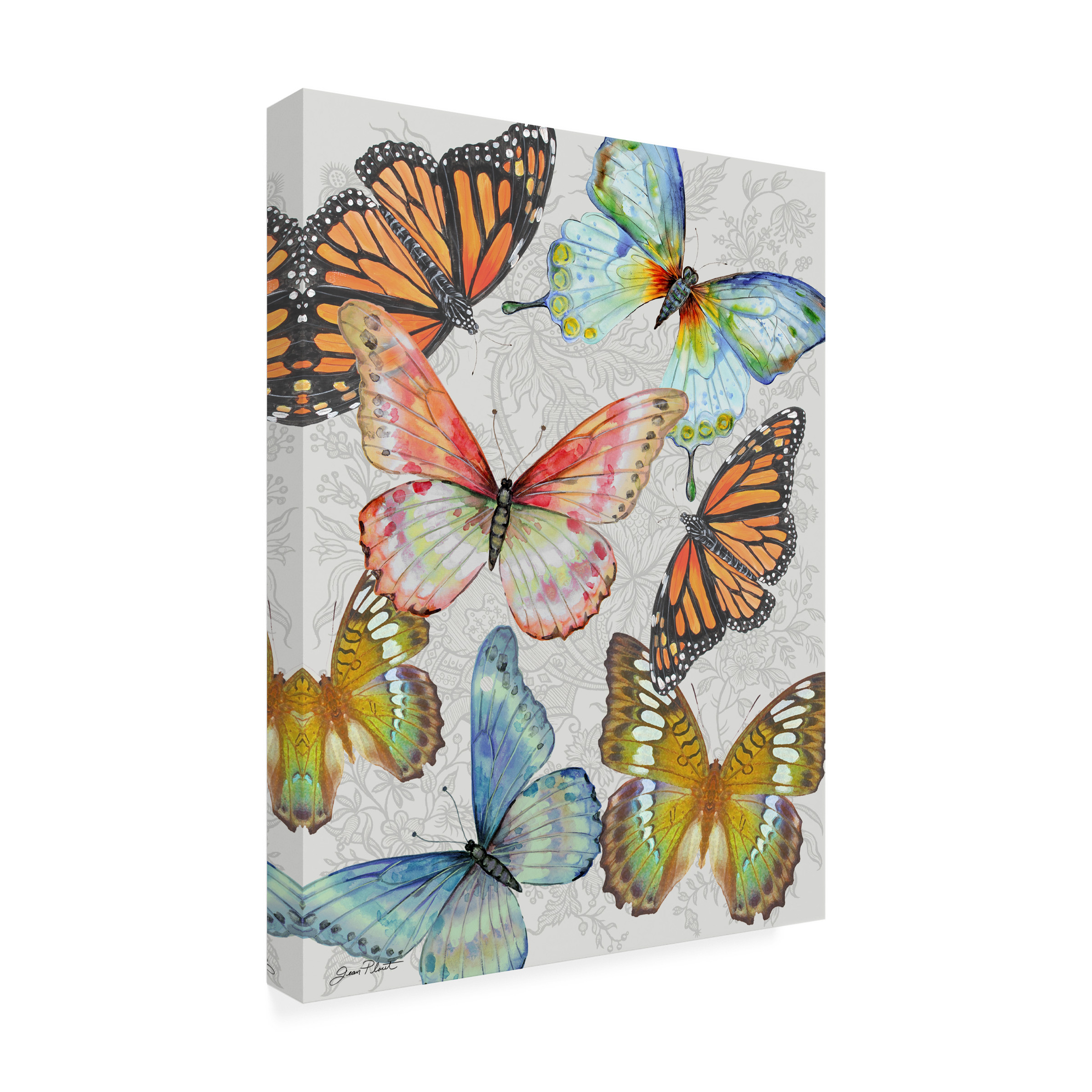 Canvas Wall Art - Jean Plout 'Butterfly Gathering A' Wall Art for Living Room, Bedroom, or Office DÃ©cor by Trademark Fine Art - 18 x 24 Inches