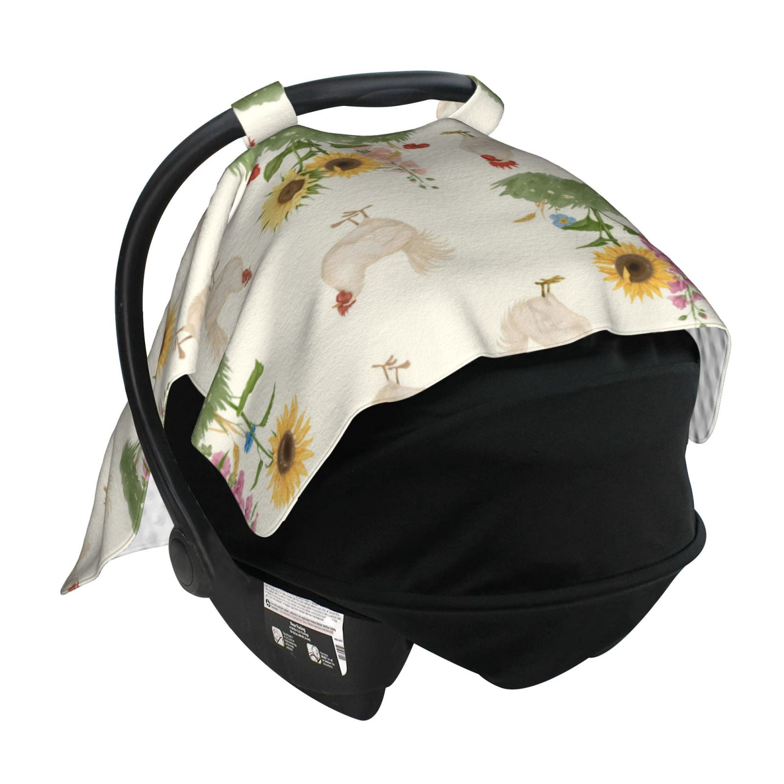 Car Seat Cover Baby - Flowers And Hens Breathable Infant Car Seat Cover for Baby Carseat, Lightweight Comfort Baby Essentials Must Haves Newborn Stuff for Girl Boy