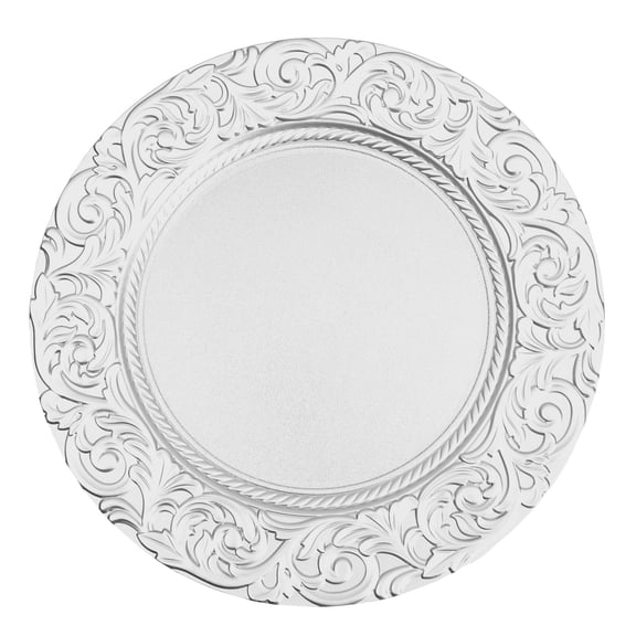 Serving Charger Plates, Set of 100 Silver Plastic Charger Plates, 10 Inch Decorative Plates for Wedding, Party, Event
