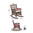 thumbnail image 3 of Swayze Bohemian Farmhouse Woven Rattan/Wood Rocking Chair, White Cushion with Brown Frame, 3 of 8
