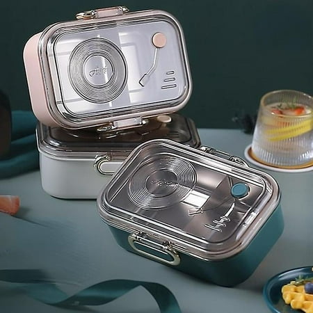 Retro Stainless Steel Lunch Box Grid Hermetic Portable Bento Box
