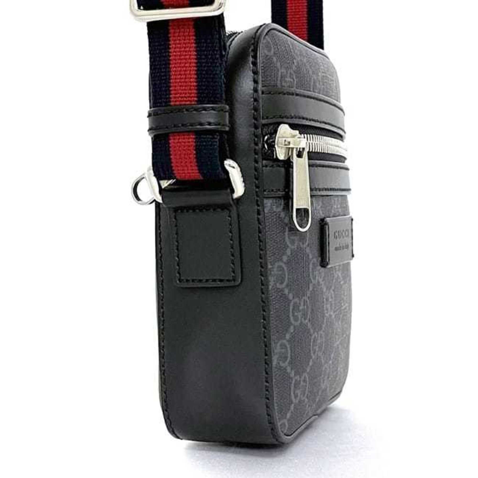 Pre Owned Gucci Shoulder Bag Grey Black GG Supreme 598103 f 19989 PVC Leather GUCCI Pochette Sherry Compact Unisex Good Walmart