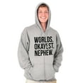thumbnail image 4 of Worlds Okayest Nephew Aunt Uncle Joke Men's Big & Tall Graphic Zip Up Hoodie Brisco Brands 3X, 4 of 5