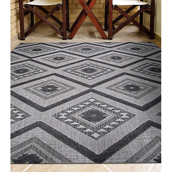 Couristan Veranda Boho Light Grey-Anthracite Indoor/Outdoor Area Rug