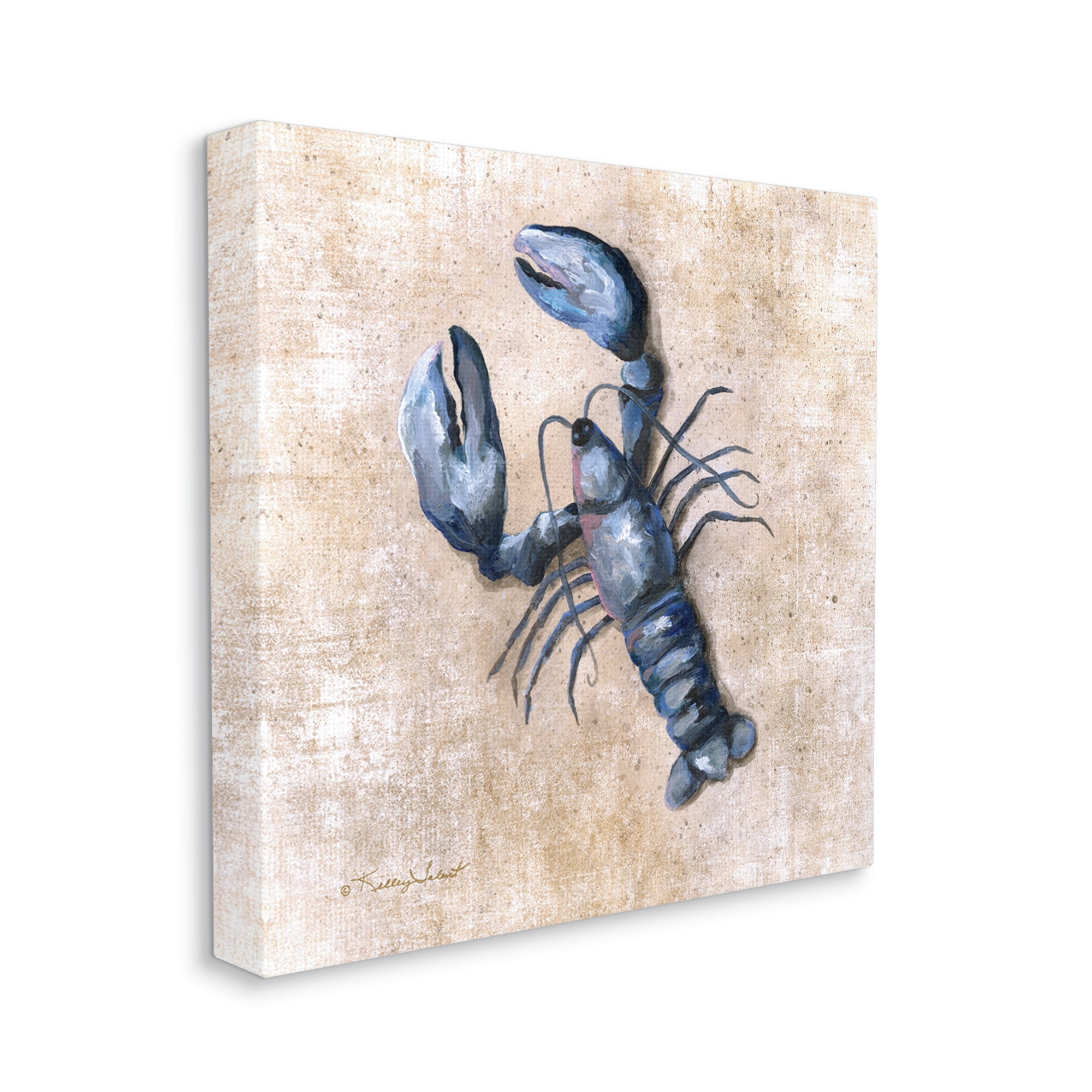 Stupell Nautical Blue Lobster Sea Life Landscape Painting Gallery Wrapped Canvas Print Wall Art