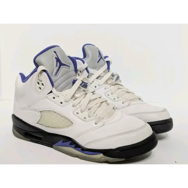 Ni - ke Ni - ke Boys Air Jordan 5 440888-141 White Basketball Shoes Sneakers Size 7Y