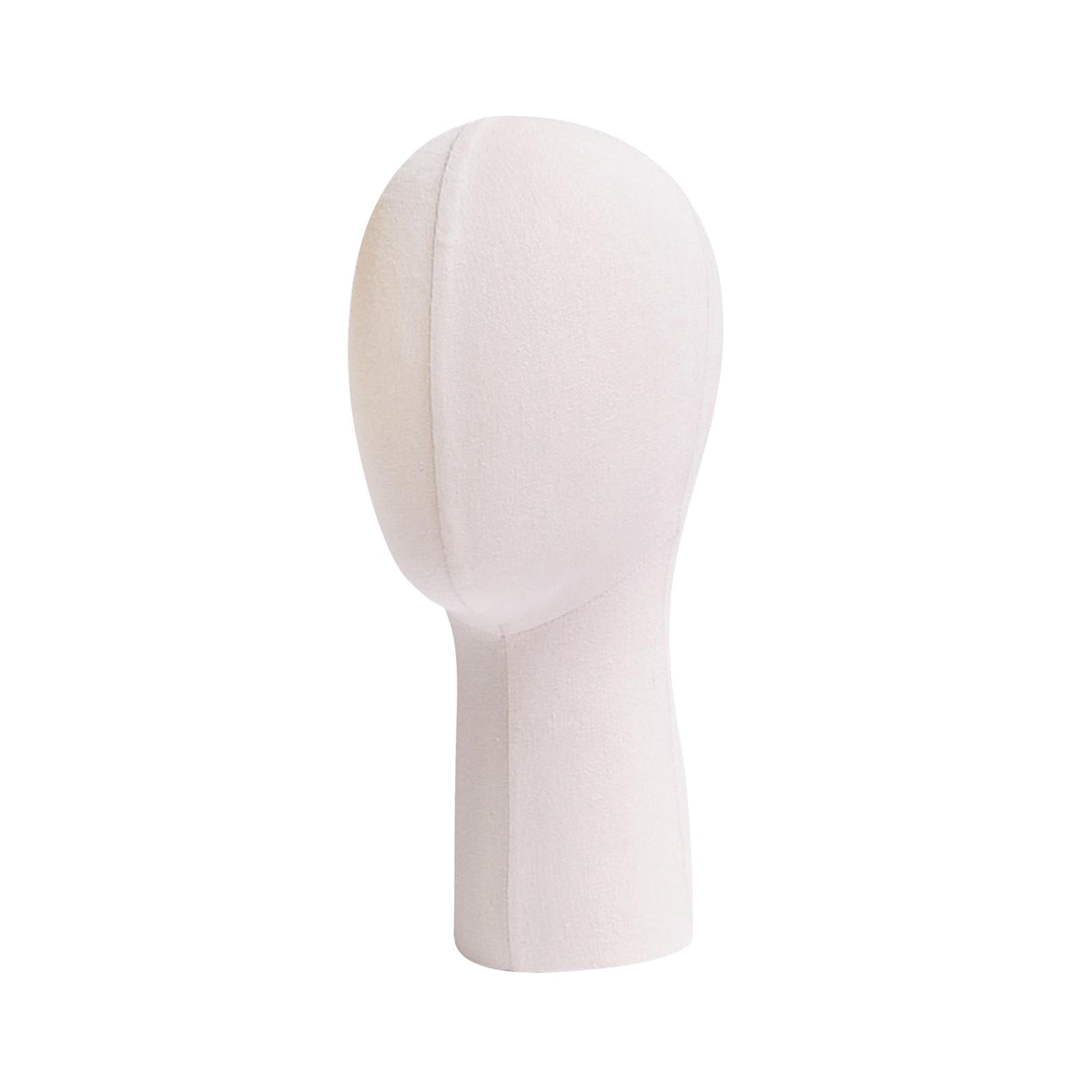 TOOYFUL Training Mannequin Head Styling Tools Stable Round Base Hair Display Stand Glasses Holder Display for Cap Headset Hat Headband beige white