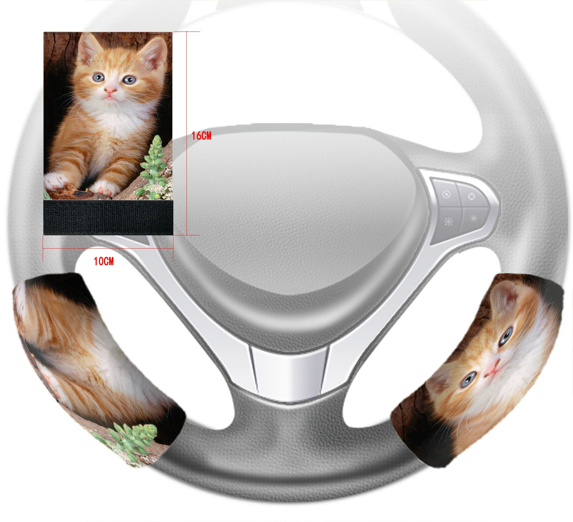 ZKGK Animals Kitten Cat Steering Wheel Cover Hook and Loop Covers For
