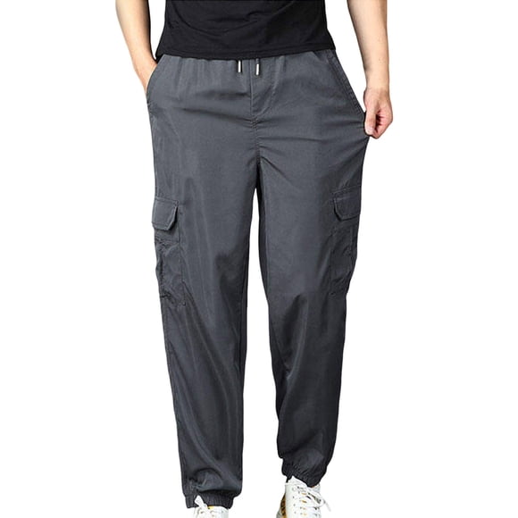 LNWUY Mens Cargo Joggers Pants Fashion Casual Outdoor Quick Dry Hiking Pants Lightweight Athletic Pants with Zipper Pockets Gray XXL
