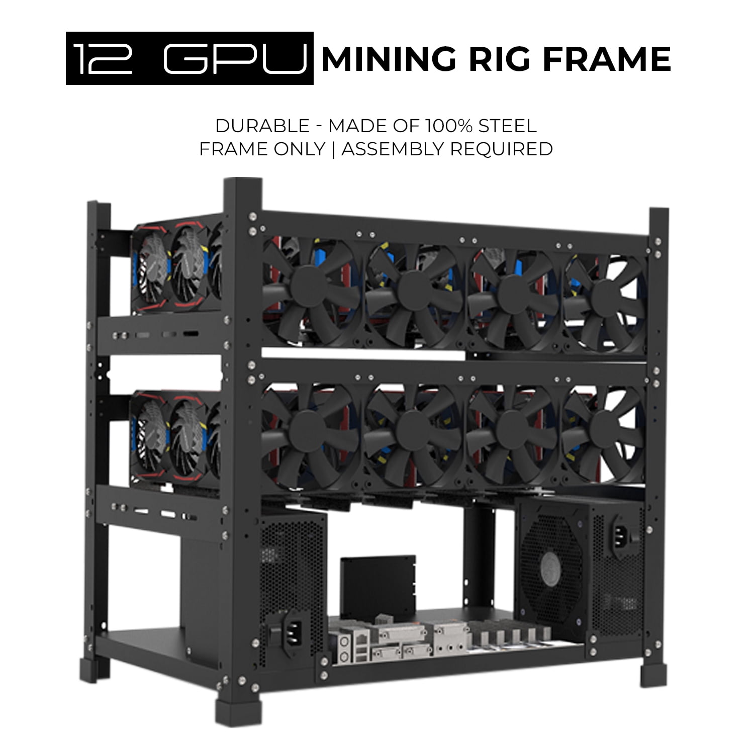 aaawave 12GPU Open Frame Mining Rig Frame Chassis for Crypto Coin Currency Mining ETH LTH Zcash