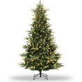 thumbnail image 2 of Artificial Pre-lit Christmas Tree, Green PVC PE Full Christmas Tree for Home, Office, and Xmas Party Décor, Includes Stand, 2 of 9